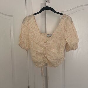 Sophie Rue Yellow Gloral Ruched Crop SZ S